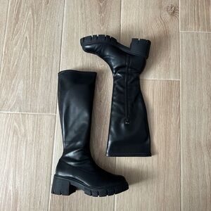 Madden Girl Black Over the Knee Boots with Chunky Sole and Block Heel
